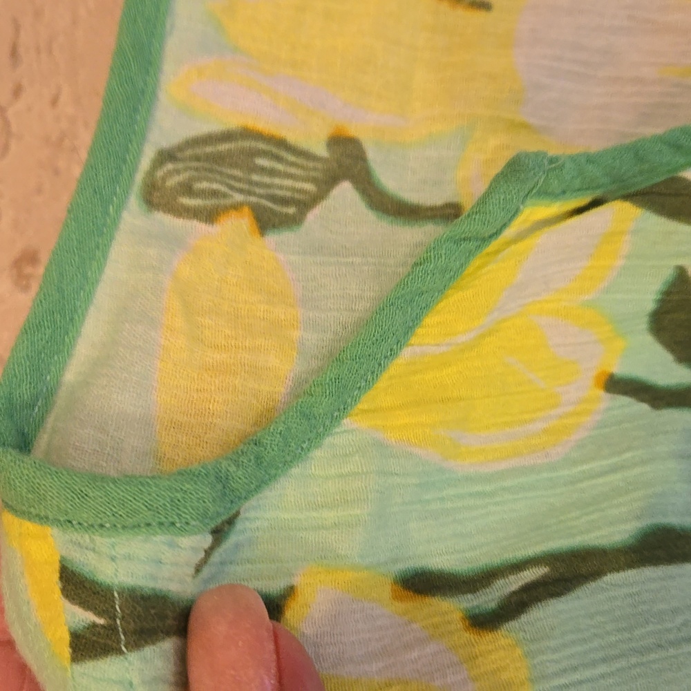 J. Crew Green/Yellow Floral Print 100% Cotton Cover-Up - Picture 5 of 8